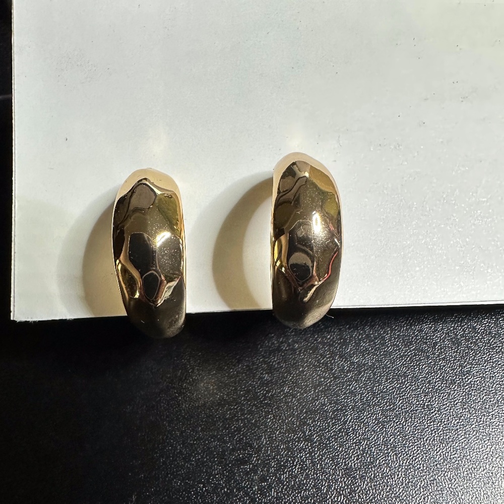 Golden Clip on Hoop Earring has white protector Excellent Condition
